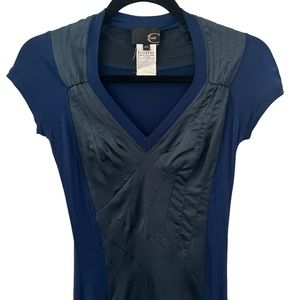 Just Cavalli by Roberto Cavalli Navy Blue Short Sleeve V Neck Dress size 40